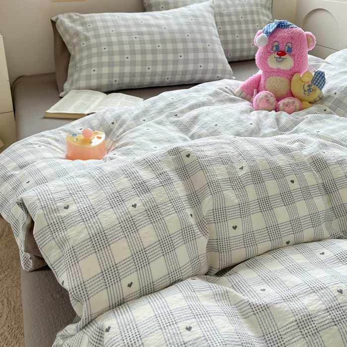 91家纺网 家纺一手货源 找家纺 玉海棠家纺 2025新款云感双层纱暗合四件套 灰雅格