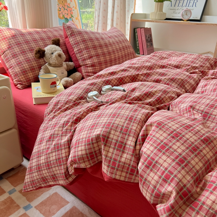 91家纺网 家纺一手货源 找家纺 玉海棠家纺 2025新款云感双层纱暗合四件套 幻境