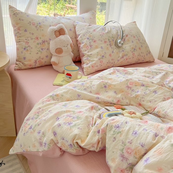 91家纺网 家纺一手货源 找家纺 玉海棠家纺 2025新款云感双层纱暗合四件套 满庭芳