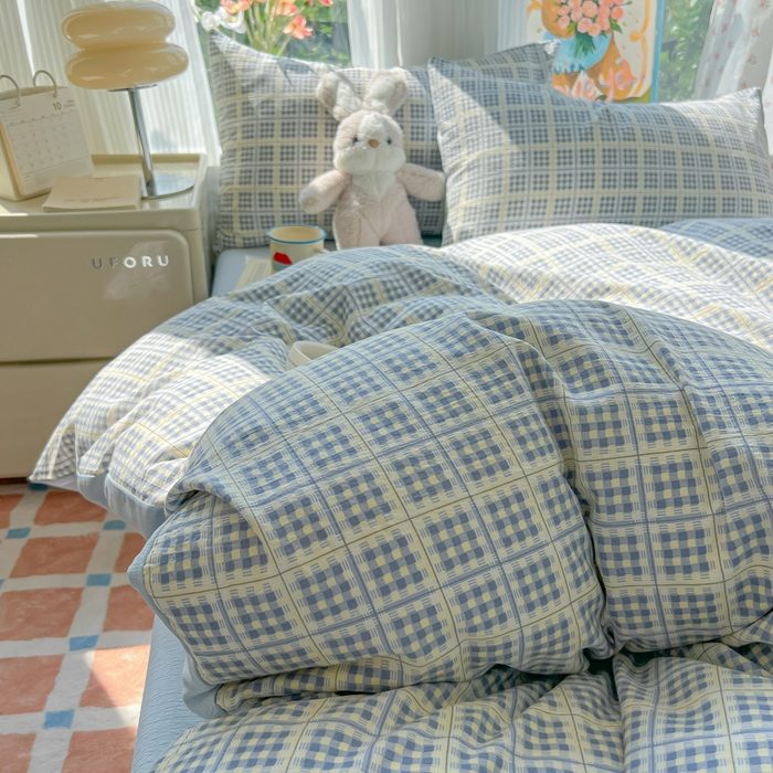 91家纺网 家纺一手货源 找家纺 玉海棠家纺 2025新款云感双层纱暗合四件套 定格时光