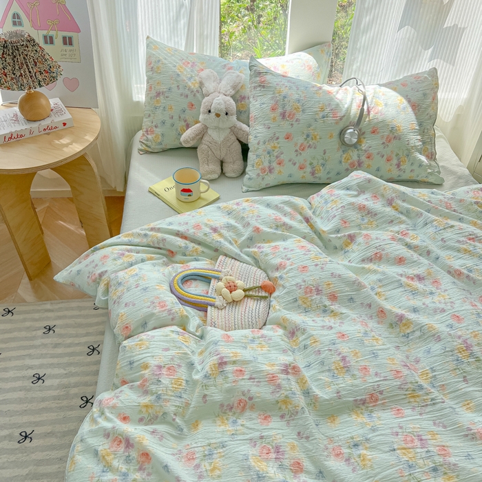 91家纺网 家纺一手货源 找家纺 玉海棠家纺 2025新款云感双层纱暗合四件套 伊人