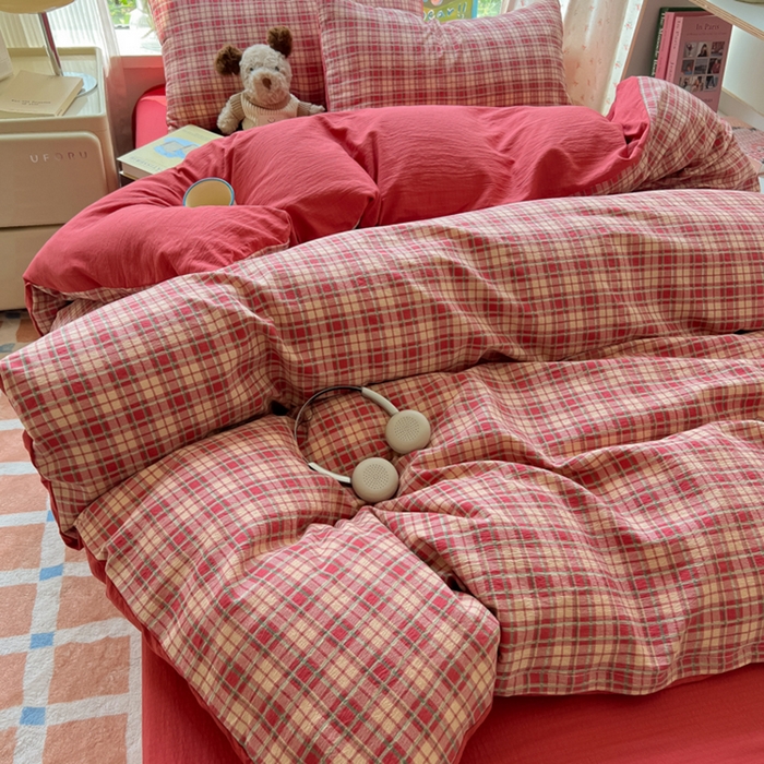 91家纺网 家纺一手货源 找家纺 玉海棠家纺 2025新款云感双层纱暗合四件套 幻境