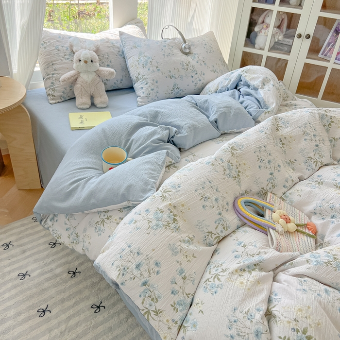 91家纺网 家纺一手货源 找家纺 玉海棠家纺 2025新款云感双层纱暗合四件套 兰草