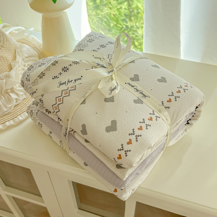 91家纺网 家纺一手货源 找家纺 玉海棠家纺 2025新款云感双层纱暗合四件套 波西米亚