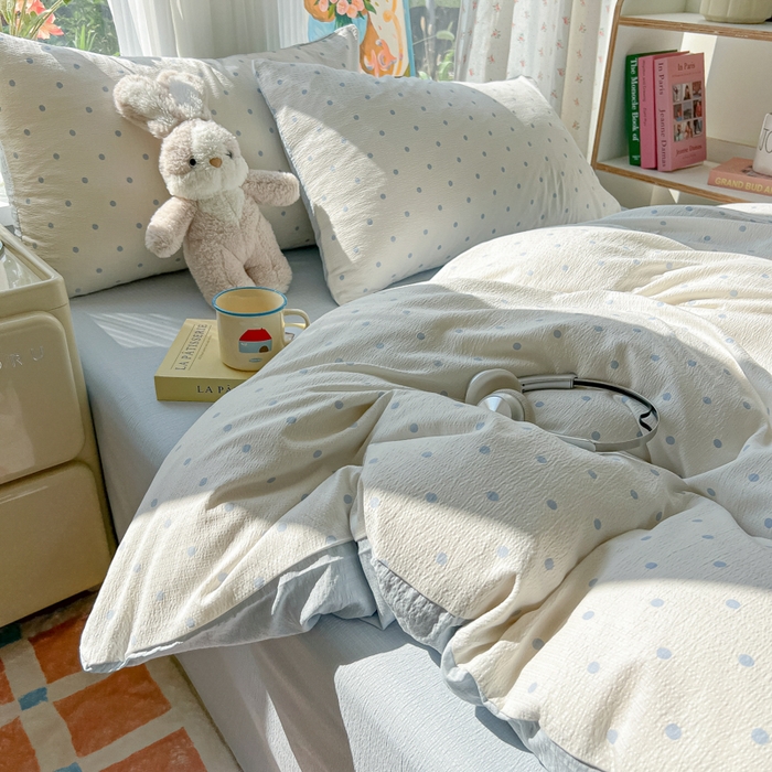 91家纺网 家纺一手货源 找家纺 玉海棠家纺 2025新款云感双层纱暗合四件套 小确幸