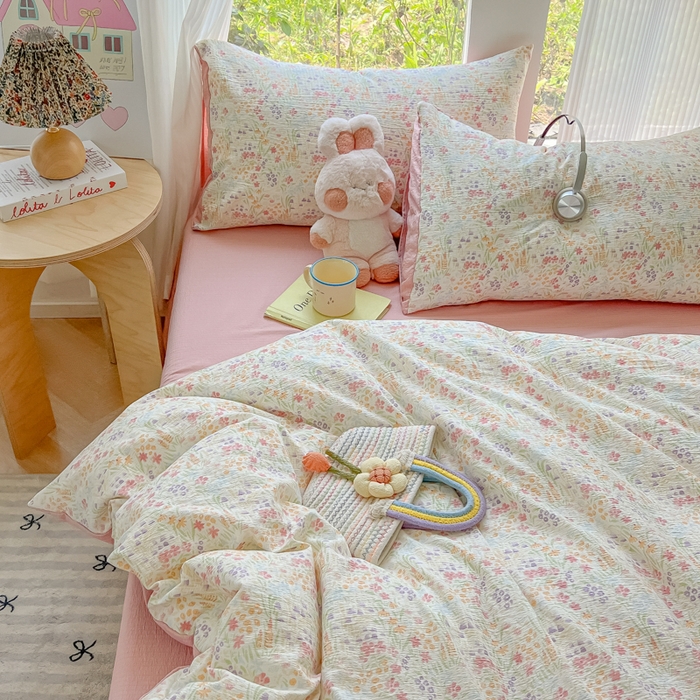 91家纺网 家纺一手货源 找家纺 玉海棠家纺 2025新款云感双层纱暗合四件套 田野