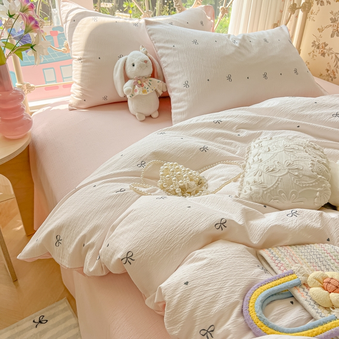 91家纺网 家纺一手货源 找家纺 玉海棠家纺 2025新款云感双层纱暗合四件套 心意