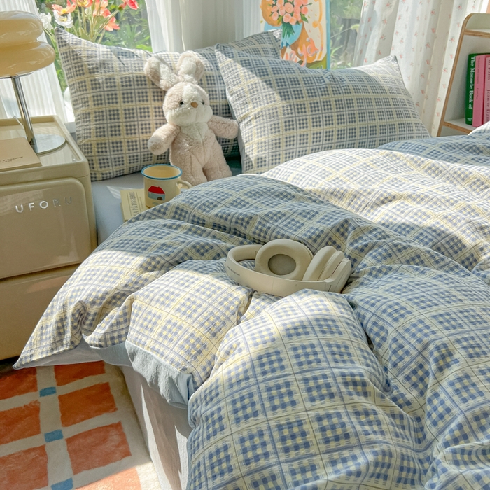 91家纺网 家纺一手货源 找家纺 玉海棠家纺 2025新款云感双层纱暗合四件套 定格时光