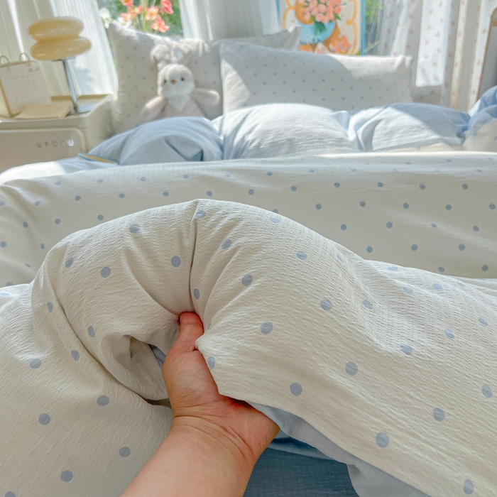 91家纺网 家纺一手货源 找家纺 玉海棠家纺 2025新款云感双层纱暗合四件套 小确幸