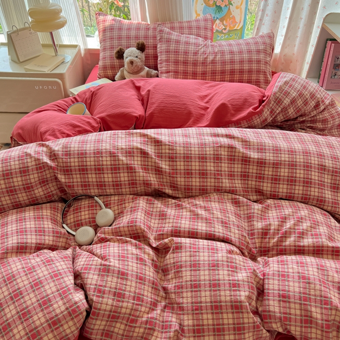 91家纺网 家纺一手货源 找家纺 玉海棠家纺 2025新款云感双层纱暗合四件套 幻境