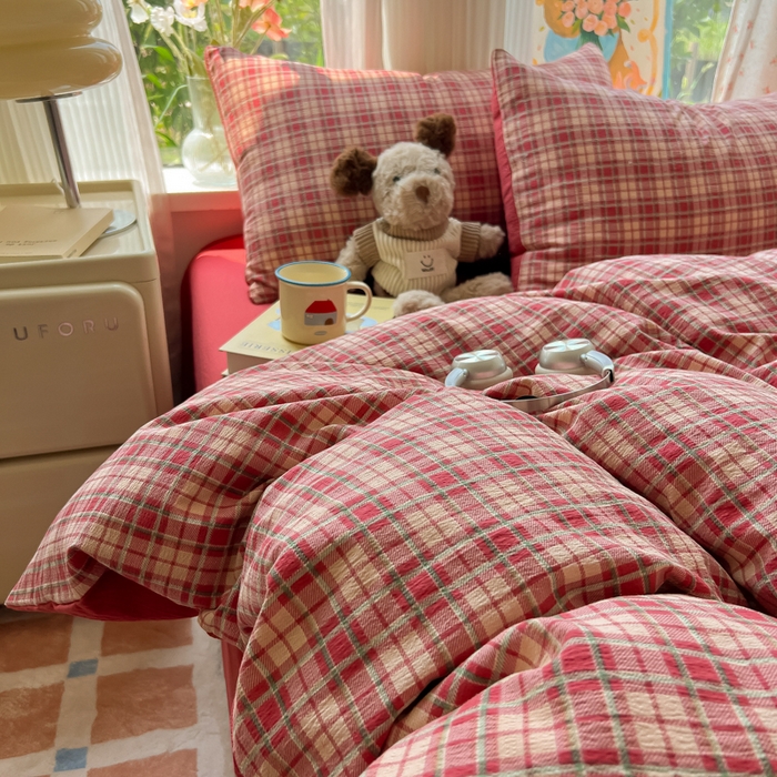 91家纺网 家纺一手货源 找家纺 玉海棠家纺 2025新款云感双层纱暗合四件套 幻境