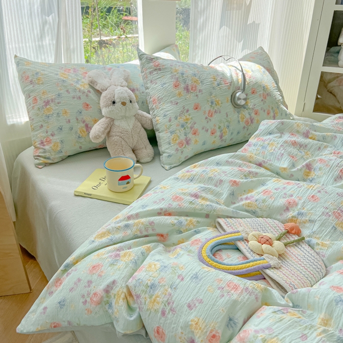 91家纺网 家纺一手货源 找家纺 玉海棠家纺 2025新款云感双层纱暗合四件套 伊人