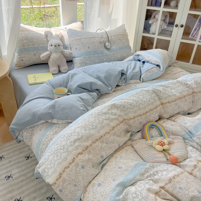 91家纺网 家纺一手货源 找家纺 玉海棠家纺 2025新款云感双层纱暗合四件套 蝶恋花