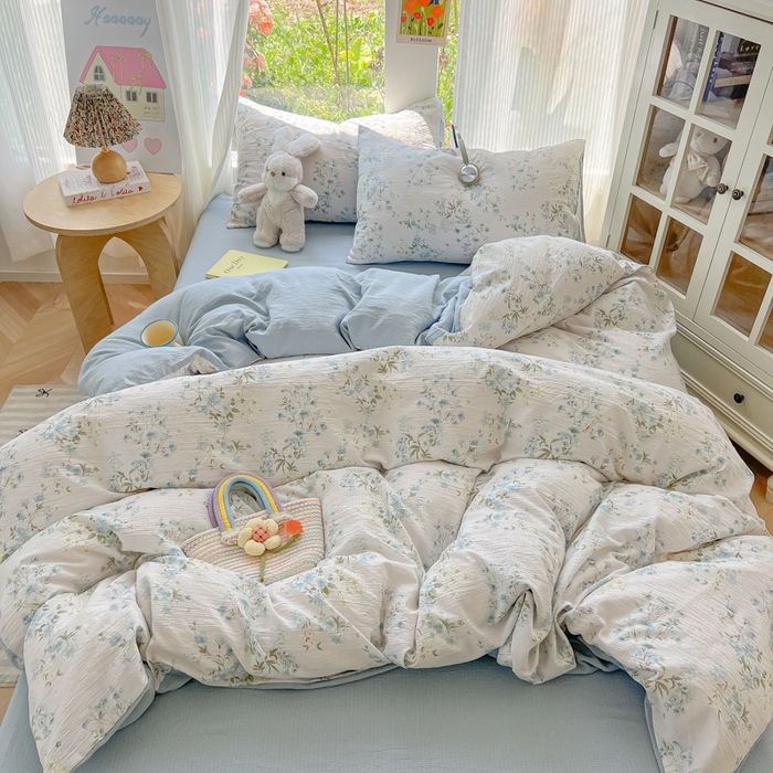 91家纺网 家纺一手货源 找家纺 玉海棠家纺 2025新款云感双层纱暗合四件套 兰草