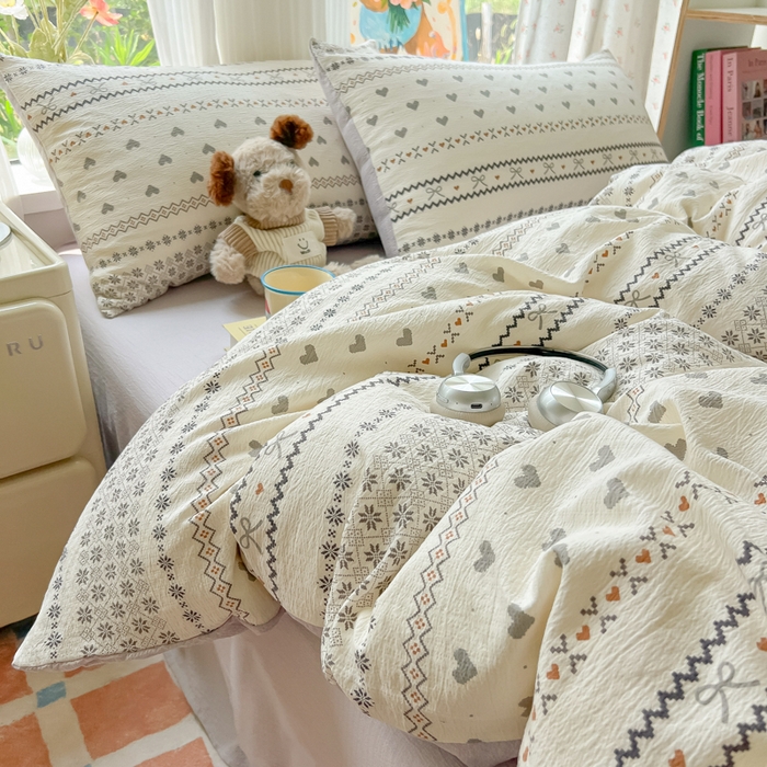 91家纺网 家纺一手货源 找家纺 玉海棠家纺 2025新款云感双层纱暗合四件套 波西米亚