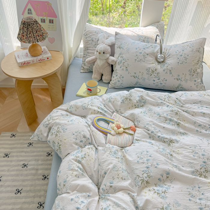 91家纺网 家纺一手货源 找家纺 玉海棠家纺 2025新款云感双层纱暗合四件套 兰草