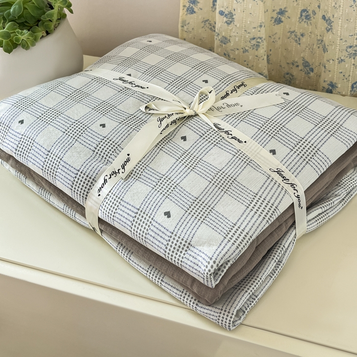 91家纺网 家纺一手货源 找家纺 玉海棠家纺 2025新款云感双层纱暗合四件套 灰雅格