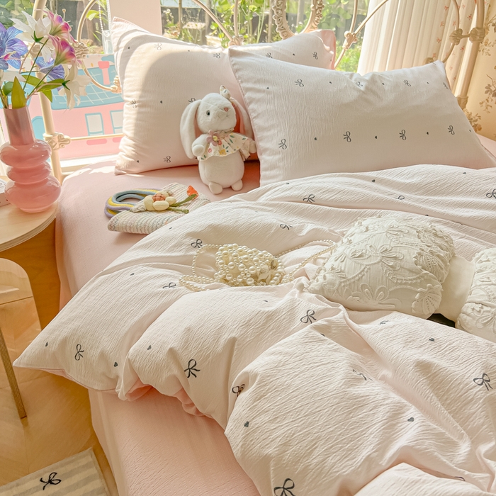 91家纺网 家纺一手货源 找家纺 玉海棠家纺 2025新款云感双层纱暗合四件套 心意