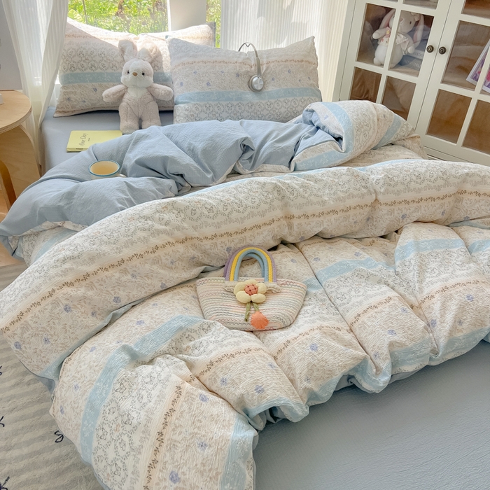 91家纺网 家纺一手货源 找家纺 玉海棠家纺 2025新款云感双层纱暗合四件套 蝶恋花