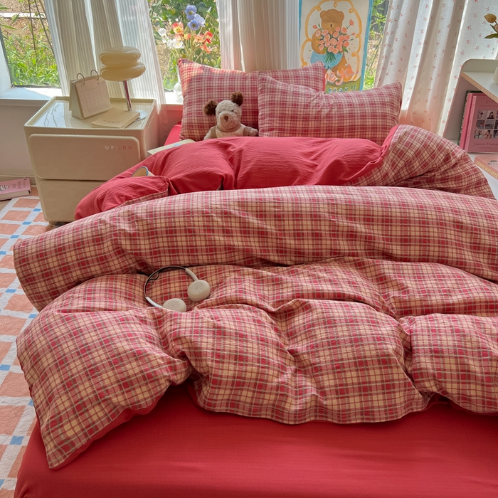 91家纺网 家纺一手货源 找家纺 玉海棠家纺 2025新款云感双层纱暗合四件套 幻境