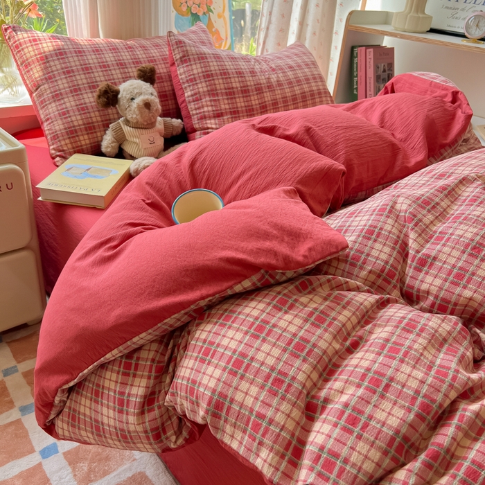 91家纺网 家纺一手货源 找家纺 玉海棠家纺 2025新款云感双层纱暗合四件套 幻境