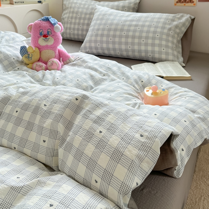 91家纺网 家纺一手货源 找家纺 玉海棠家纺 2025新款云感双层纱暗合四件套 灰雅格