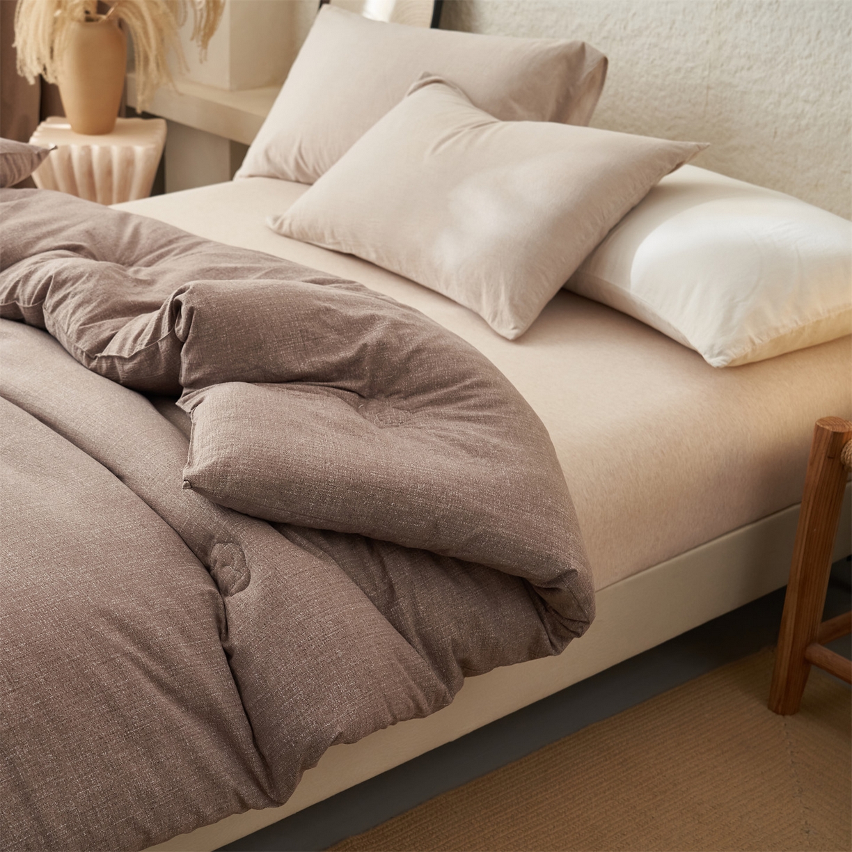 91家纺网 家纺一手货源 找家纺 恬思语家纺 2025秋冬新品亚麻棉花冬被 被子被芯 丽莎-棕