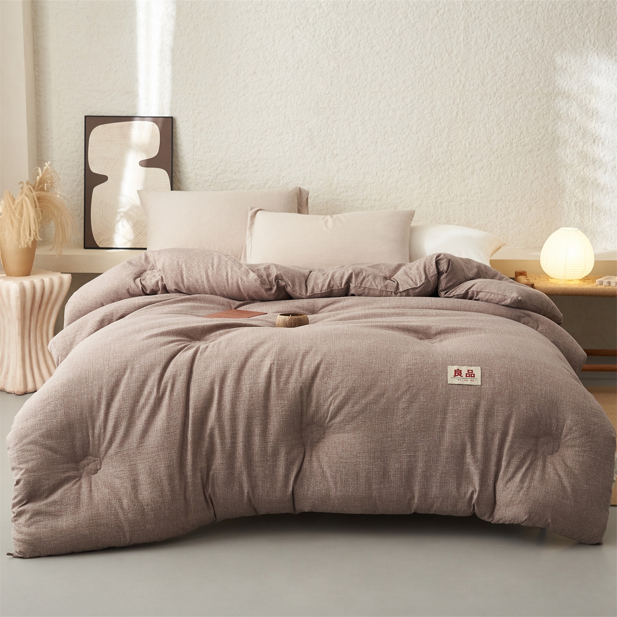 91家纺网 家纺一手货源 找家纺 恬思语家纺 2025秋冬新品亚麻棉花冬被 被子被芯 丽莎-棕