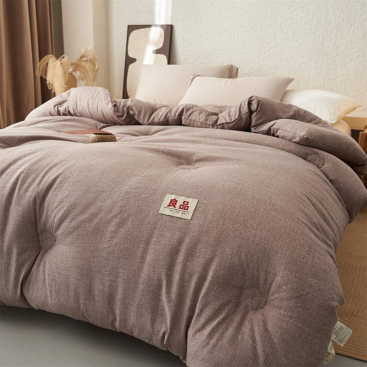 91家纺网 家纺一手货源 找家纺 恬思语家纺 2025秋冬新品亚麻棉花冬被 被子被芯 丽莎-棕