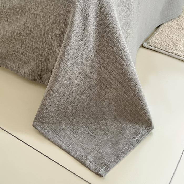 91家纺网 家纺一手货源 找家纺 玉海棠家纺 2025新款云感双层纱暗合四件套 灰雅格