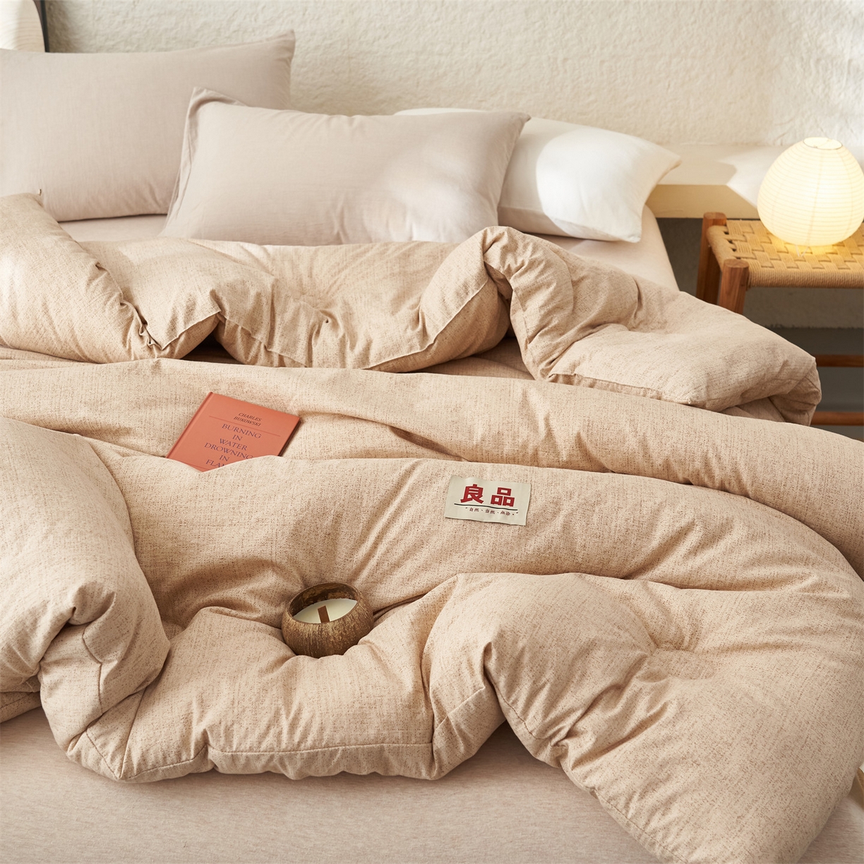 91家纺网 家纺一手货源 找家纺 恬思语家纺 2025秋冬新品亚麻棉花冬被 被子被芯 丽莎-卡其