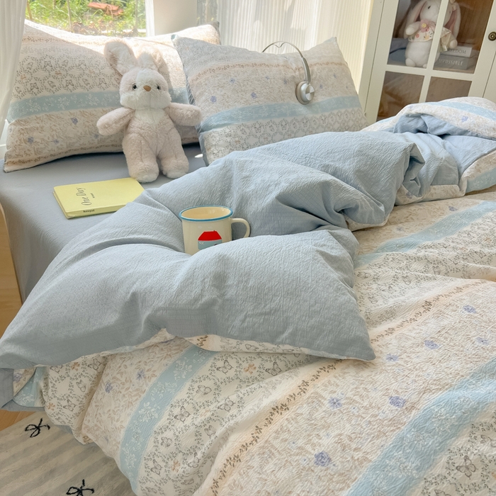 91家纺网 家纺一手货源 找家纺 玉海棠家纺 2025新款云感双层纱暗合四件套 蝶恋花