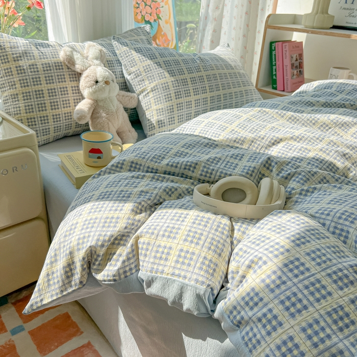 91家纺网 家纺一手货源 找家纺 玉海棠家纺 2025新款云感双层纱暗合四件套 定格时光