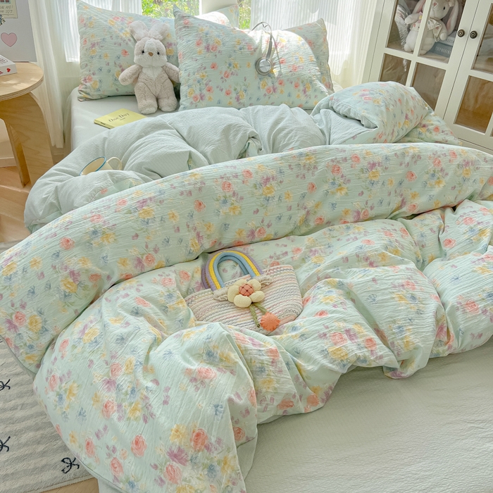 91家纺网 家纺一手货源 找家纺 玉海棠家纺 2025新款云感双层纱暗合四件套 伊人