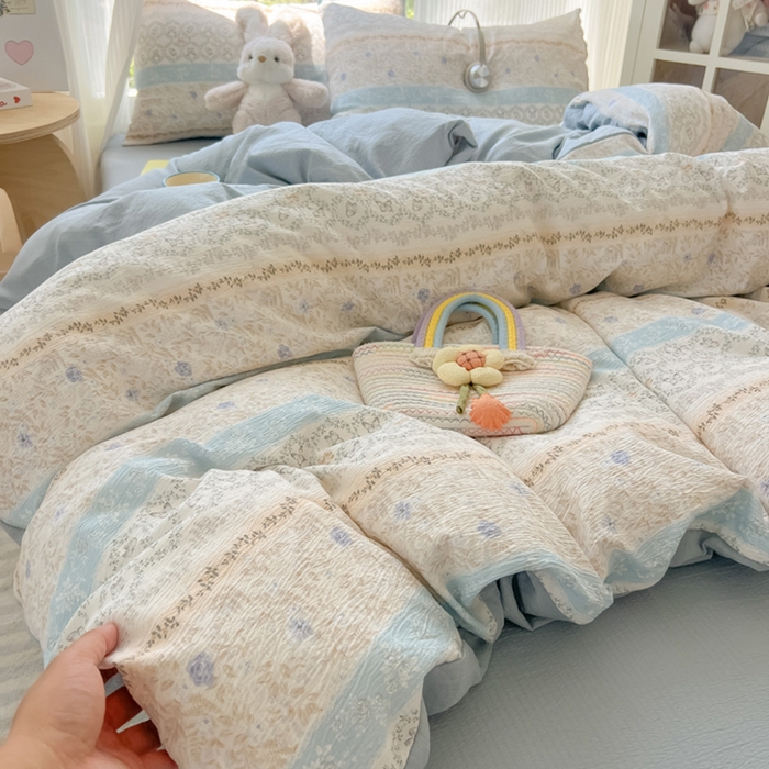 91家纺网 家纺一手货源 找家纺 玉海棠家纺 2025新款云感双层纱暗合四件套 蝶恋花