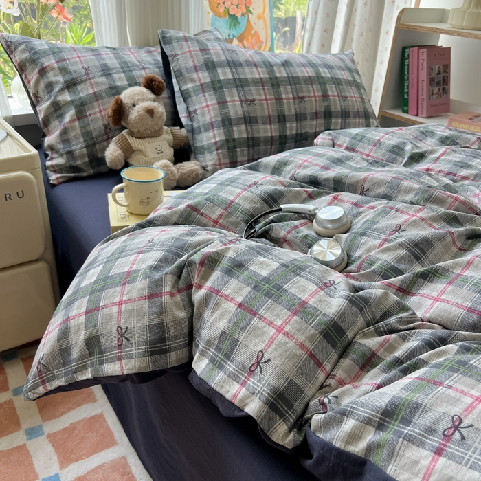 91家纺网 家纺一手货源 找家纺 玉海棠家纺 2025新款云感双层纱暗合四件套 维西格