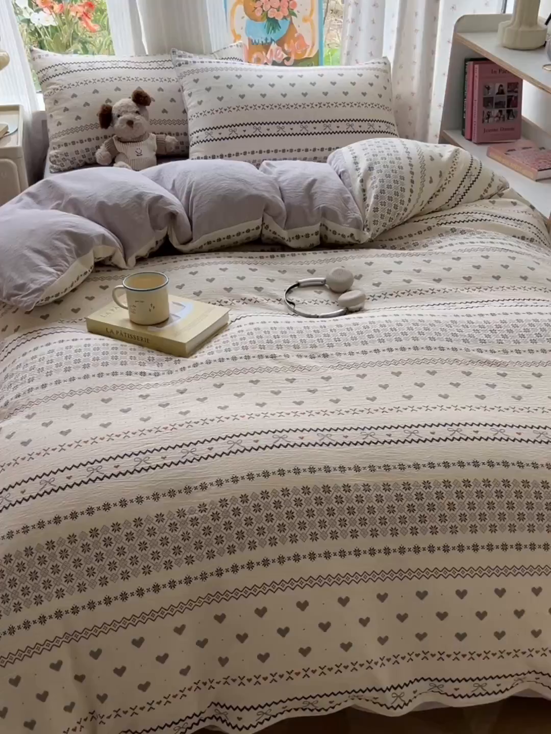 91家纺网 家纺一手货源 找家纺 玉海棠家纺 2025新款云感双层纱暗合四件套 波西米亚