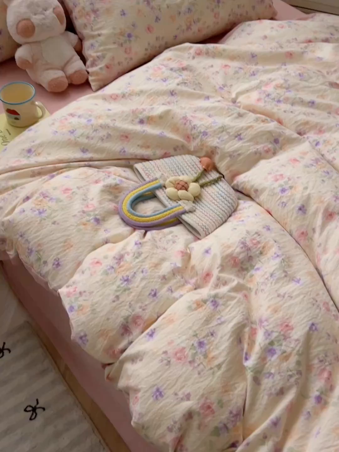 91家纺网 家纺一手货源 找家纺 玉海棠家纺 2025新款云感双层纱暗合四件套 满庭芳