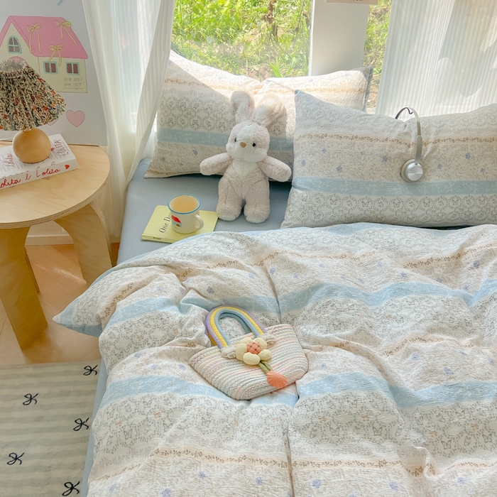 91家纺网 家纺一手货源 找家纺 玉海棠家纺 2025新款云感双层纱暗合四件套 蝶恋花