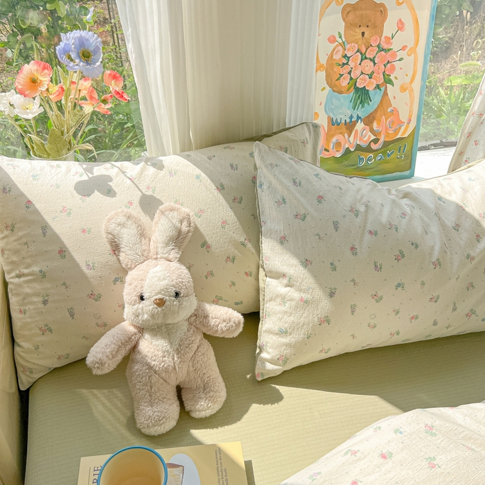 91家纺网 家纺一手货源 找家纺 玉海棠家纺 2025新款云感双层纱暗合四件套 芳草集