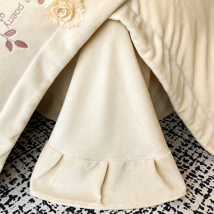 91家纺网 家纺一手货源 找家纺 席之家 2025新款刺绣牛奶绒四件套-花语 花语-奶咖