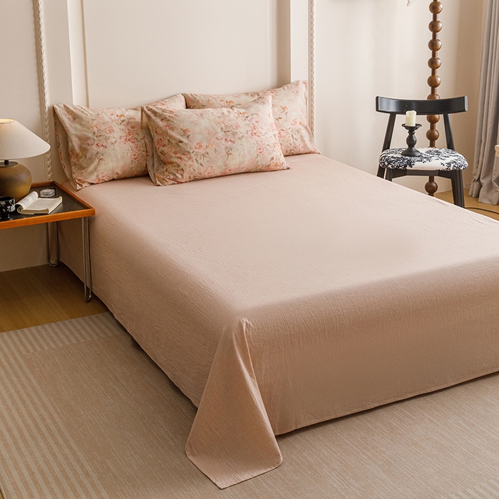 爱思佳 2025新款棉麻数码印花单品床单床单单件-单床单 粉色