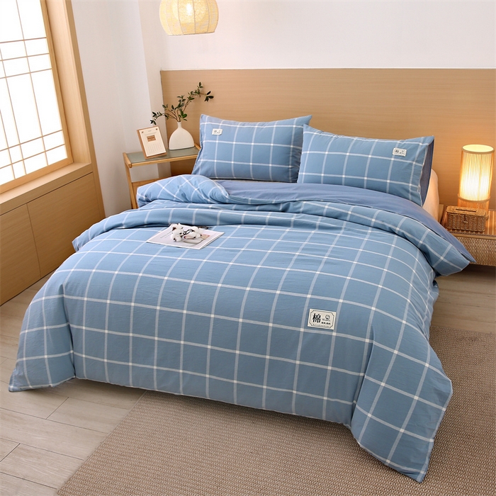 91家纺网 家纺一手货源 找家纺 好睡棉 2025新款无印风可拆洗新疆棉花被冬被春秋被夏被四季被子被芯 海蓝大格