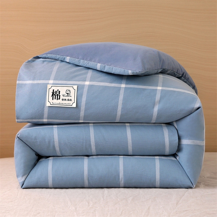 91家纺网 家纺一手货源 找家纺 好睡棉 2025新款无印风可拆洗新疆棉花被冬被春秋被夏被四季被子被芯 海蓝大格