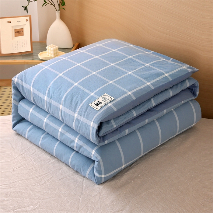 91家纺网 家纺一手货源 找家纺 好睡棉 2025新款无印风可拆洗新疆棉花被冬被春秋被夏被四季被子被芯 海蓝大格