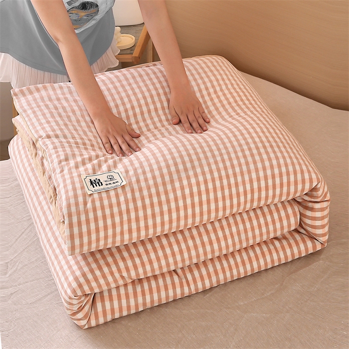 91家纺网 家纺一手货源 找家纺 好睡棉 2025新款无印风可拆洗新疆棉花被冬被春秋被夏被四季被子被芯 粉小格