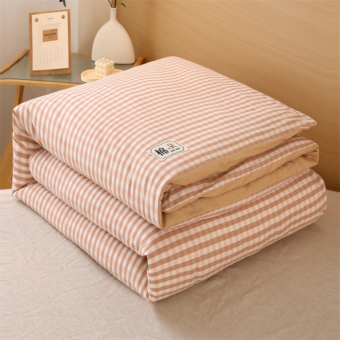 91家纺网 家纺一手货源 找家纺 好睡棉 2025新款无印风可拆洗新疆棉花被冬被春秋被夏被四季被子被芯 粉小格