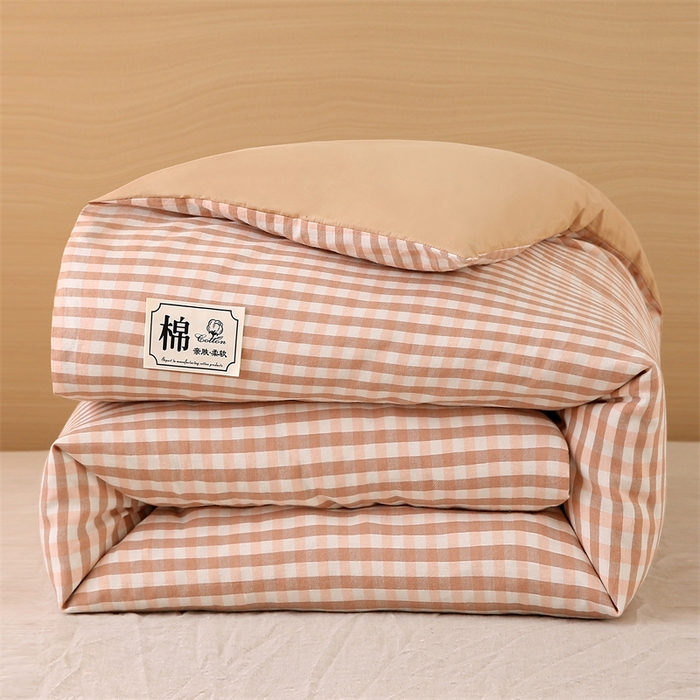 91家纺网 家纺一手货源 找家纺 好睡棉 2025新款无印风可拆洗新疆棉花被冬被春秋被夏被四季被子被芯 粉小格