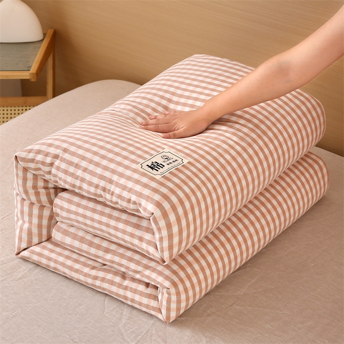 91家纺网 家纺一手货源 找家纺 好睡棉 2025新款无印风可拆洗新疆棉花被冬被春秋被夏被四季被子被芯 粉小格