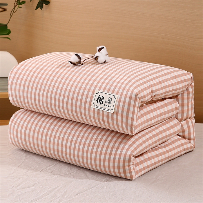 91家纺网 家纺一手货源 找家纺 好睡棉 2025新款无印风可拆洗新疆棉花被冬被春秋被夏被四季被子被芯 粉小格